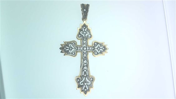 Anhänger Sommer Dame Stile Antico in Gelbgold Diamante 0.55 Ct CROCE STILE DIA CT 0.55 13.40 AU+AG - CROCE STILE DIA CT 0.55 13.40 AU+AG